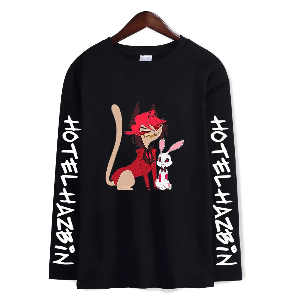 Hazbin отельные футболки женские с длинным рукавом футболки повседневные с длинным рукавом Hazbin отельные футболки топы размера плюс для мужчин и женщин