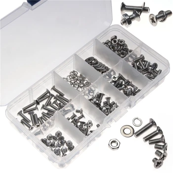 

300Pcs Stainless Steel Flat Head Cross Machine Screw Assortment Box
