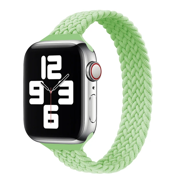 Slim Braided Solo Loop For Apple watch band 44mm 40mm 42mm 38mm 42 mm FABRIC Elastic belt bracelet iWatch serie 6 5 4 3 se strap 5 Pistachio