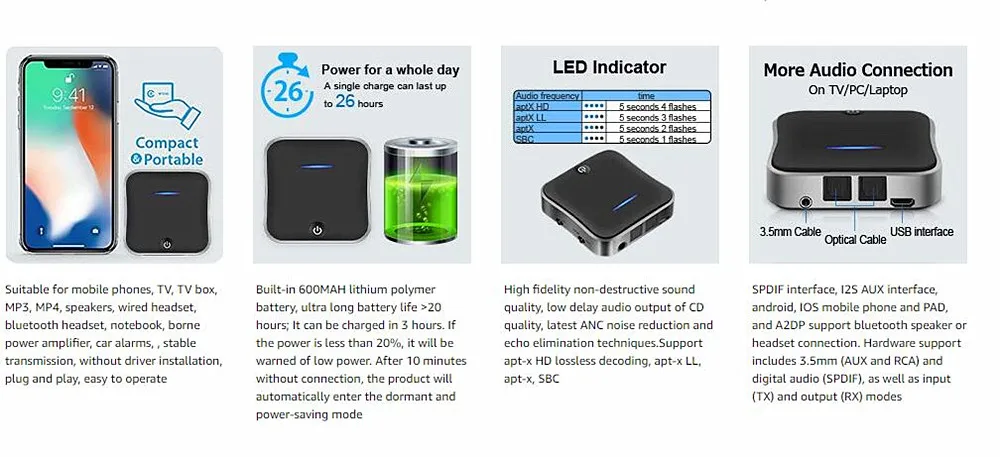 Bluetooth 5,0 передатчик приемник автомобильный комплект AptX HD/LL Автомобильный Bluetooth 3,5 мм Aux Jack RCA Handsfree беспроводной аудио адаптер Carkit