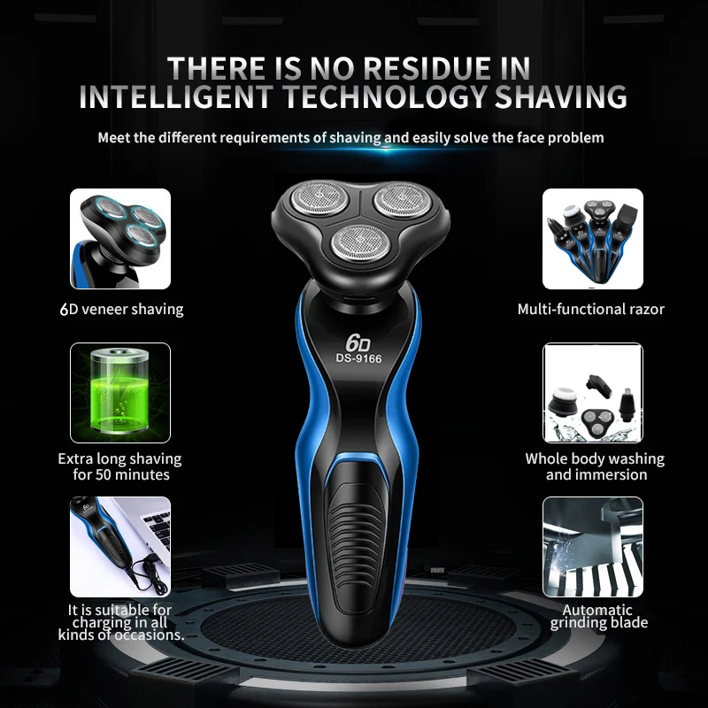 Hot 6D Multi-Function Men's Shaver Clipper Trimmer for Men USB Car Rechargeable Fully Washable 4 IN 1 Shaving Electric Shaver