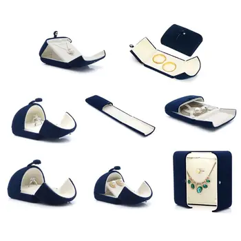 

Display Blue Velvet Jewelry Box Gift Packaging Premium Grade for Wedding