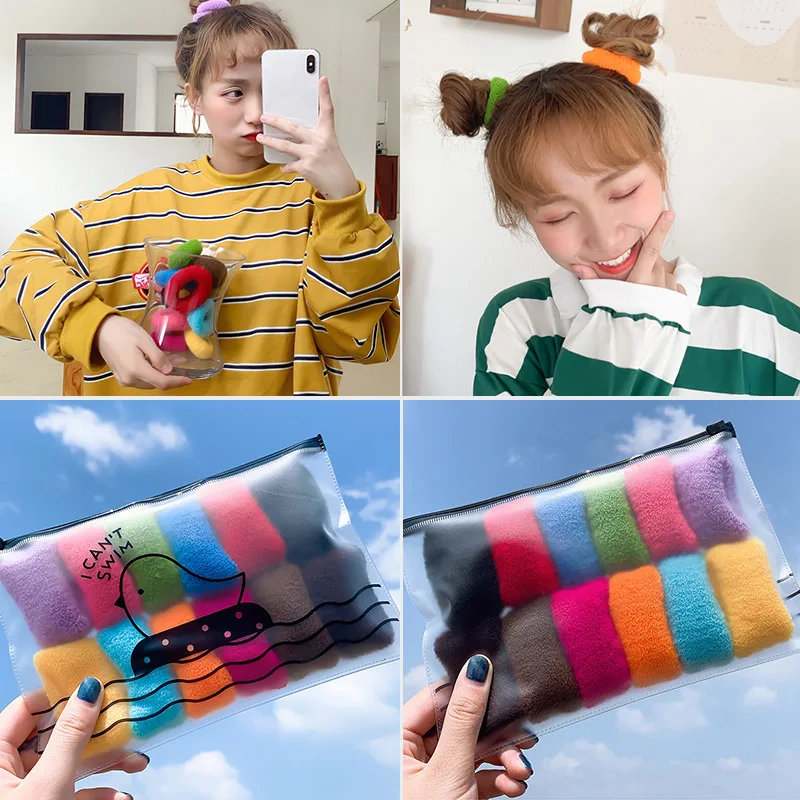 

4/6/12pc Girls Colorful Elastic Scrunchie Hair Bands Children Women Ponytail Holder Hairband Headband Kids Hair Accessories Boho