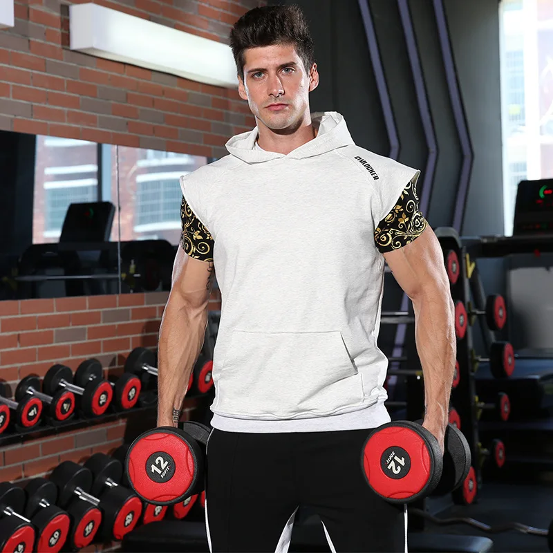 Мужской спортивный жилет для фитнеса в европейском и американском стиле для бега, баскетбола, тренировочный жилет без рукавов, мужская толстовка с капюшоном