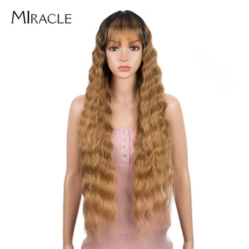 

Miracle Synthetic Wig With Bangs Long Deep Wave Ombre Synthetic Wig For Black Women Heat Resistant Fiber Cosplay Party Wig