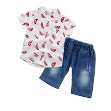 Pudcoco/Одежда для маленьких мальчиков топы с принтом для малышей и детей постарше, рубашка+ джинсовые штаны Повседневный Набор детских нарядов из 2 предметов