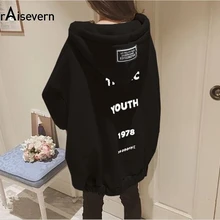 Raistevern, новинка, Женская Толстая Толстовка, с надписью, для женщин, с надписью, пальто, для женщин, s, модная куртка на молнии, свободная, негабаритная, с капюшоном, топы, Прямая поставка