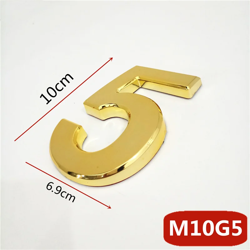 Gold 3D Large House and Mailbox Number Stickers - 10cm Modern Address Door Plate