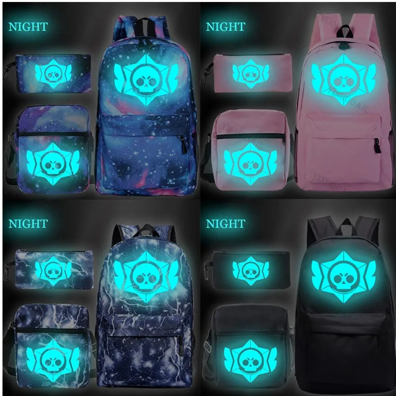 

Luminous Backpacks Fashion 3 Pieces Student Animation School Bags for Boy Girl Teenager Laptop Back Pack