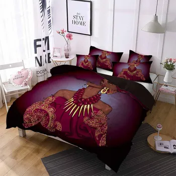 

Drop Shipping 3D Digital Printing gife Bedding Set Print Duvet cover set Bedclothes pillowcase 2/3pcs African national Women