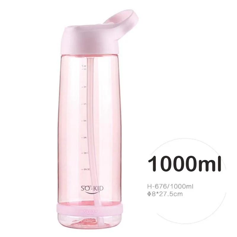 1000ml L Pink 550/850/1000 мл бутылка соломы для воды, детское Материнство мамы, чашка для воды, чайник с соломинкой, портативная ручка, складная насадка, чашка - Цвет: 1000ml L Pink