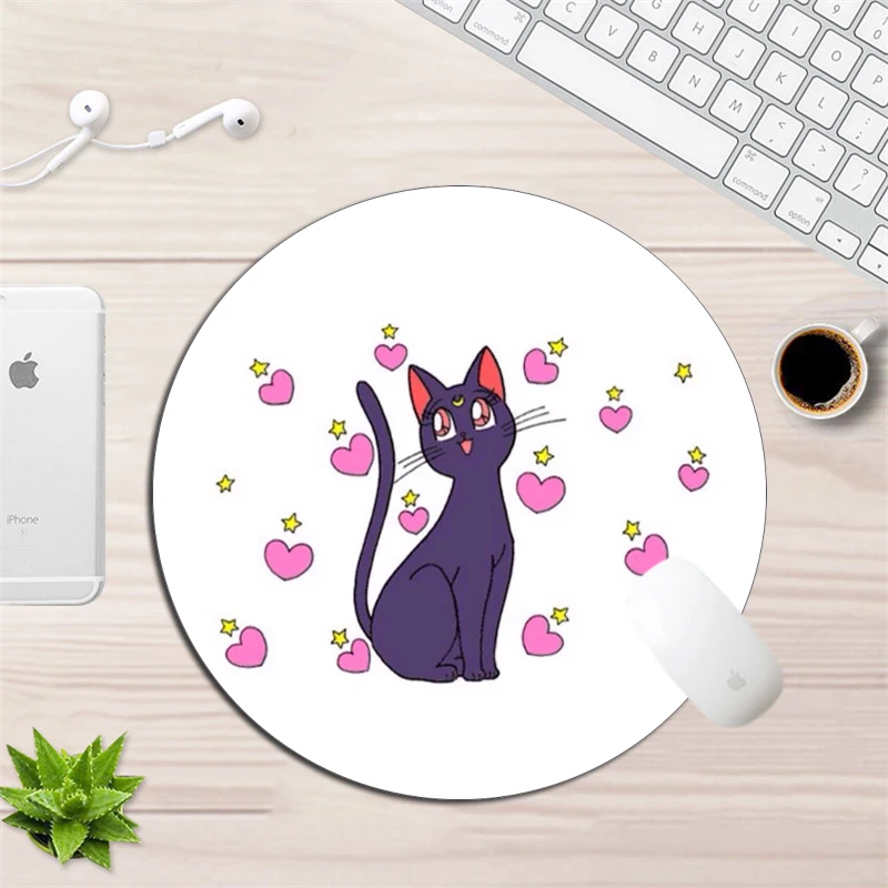 Аниме Коврик для мыши Sailor Moon Cat круглый коврик Otaku резиновый прочный компьютерной