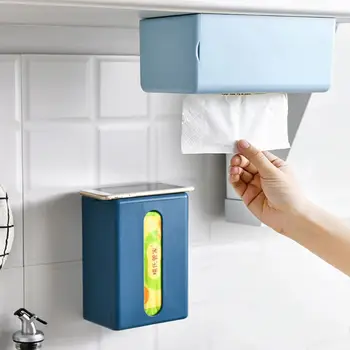 

Wall Mounted Paper Towel Storage Box Nail Free Napkin Container Holder Desktop Organizer for Home Room Use