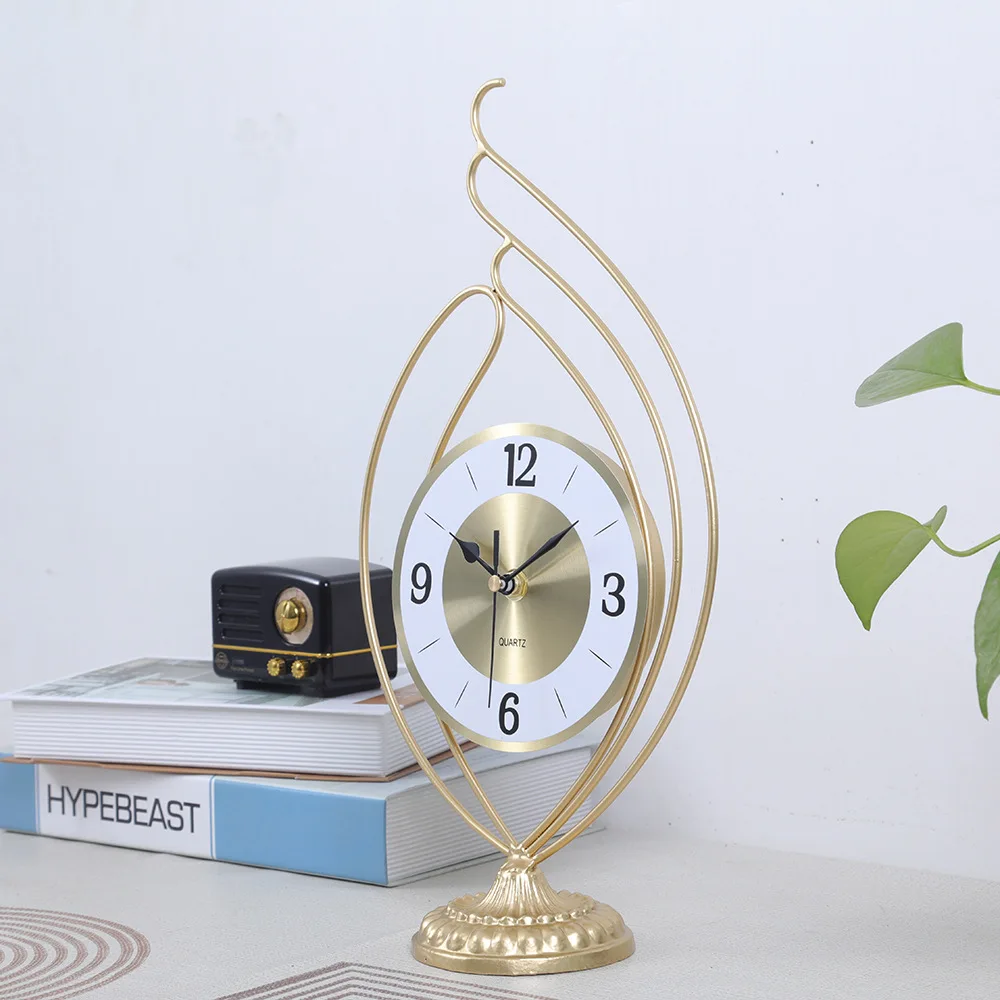 European Style Gold Iron Desktop Clock Creative Pedestal Living Room Study Pendulum Ornaments | Дом и сад