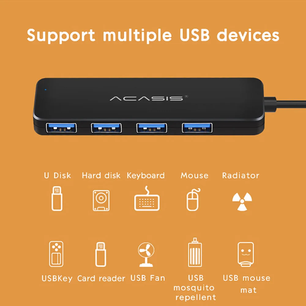 Acasis USB 3,0 концентратор 4 порта Внешний USB разветвитель 2,0 с микро-концентратор USB 3,0 порт Зарядка Для iMac аксессуары USB удлинитель#40