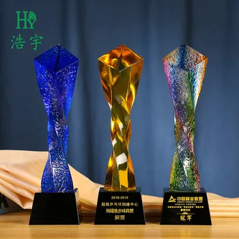 

award crystal crafts Crystal trophy customized colored glazed trophy company home decoration dropshipping mini figures