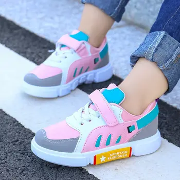

New Kids Pu Leather Shoes Baby Girls Sport Sneakers Children Mesh Shoes Boys Fashion Casual Shoes Soft Tennis Pink Sneakers