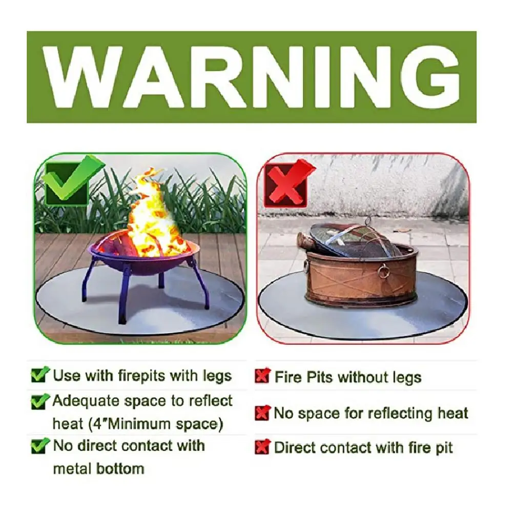 Fireproof Mat Reusable Under Fire Mat Protecting Deck Lawn Patio From High Temperature Easy To Clean Round Heat Resistant P
