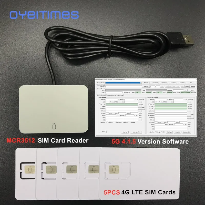 Oyeittimes 4G LTE SIM Card Reader Писатель программист+ 5 шт. 128k 4G LTE пустые sim-карты+ 1 шт. 2G3G4G5G 4.1.5 Ver sim-карта программное обеспечение