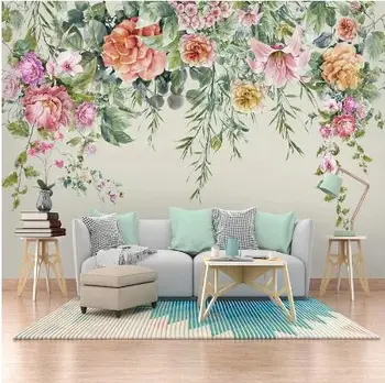 

Photo Wallpaper 3D Fashion Vintage Hand-Painted Flowers Murals Living Room Bedroom Pastoral Style Home Decor Wall Papers For 3 D