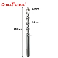 Drillforce – jeu de 5 mèches pour le béton, le carrelage, le verre, la céramique, 6/8/10/12mm, embout en carbure, SDS Plus foret pour la maçonnerie, 160mm 6