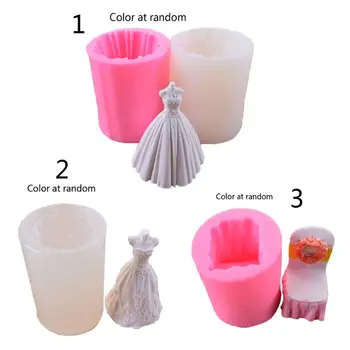 

3D Princess Dress Skirt Silicone Chocolate Fondant Candy Mould Christmas Wedding Dress Resin Mold Cake Baking Tools