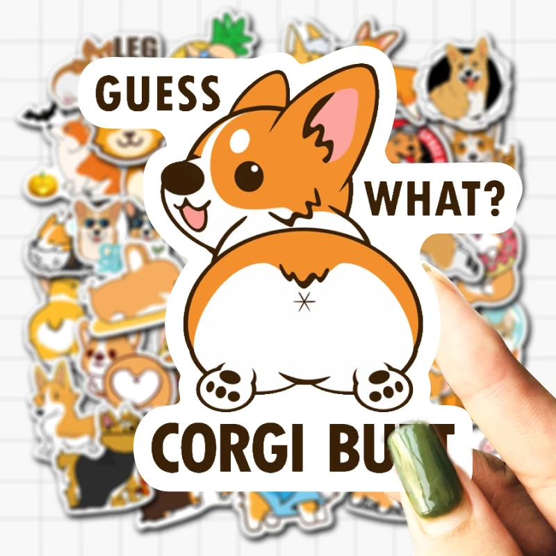 VANMAXX 50 PCS Corgi Cute Dogs Stickers Gift for Kids Waterproof Vinyl Decal for Laptop Helmet Phones Bicycle Luggage Cars