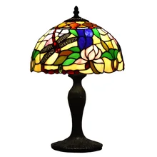 Тиффани Стиль настольная лампа стрекозой и лотосом; Настольный светильник ing приспособление 18 дюймов для гостиной кофе Спальня Колледж общежития украшения