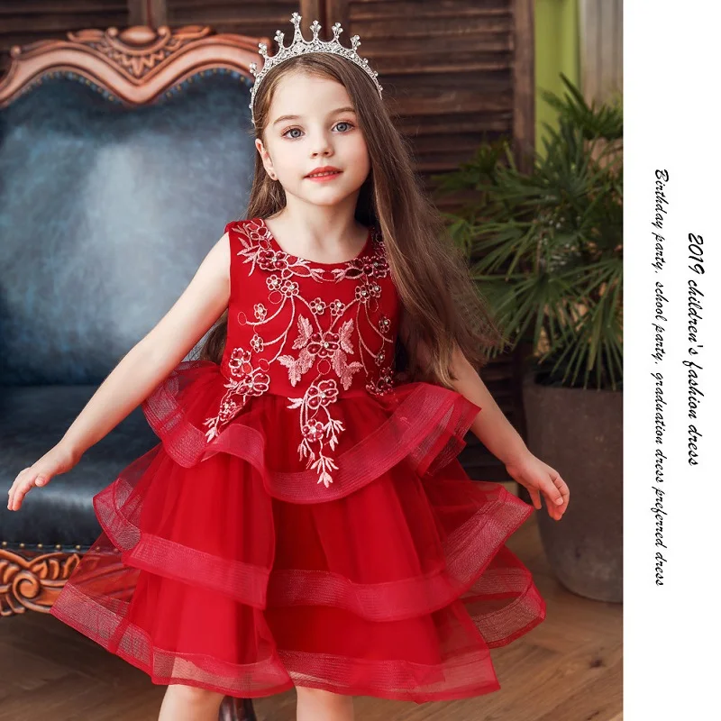 Платье принцессы с вышитыми цветами для маленьких девочек; платье-пачка для свадебной вечеринки; Детские платья для маленьких девочек; модная детская одежда