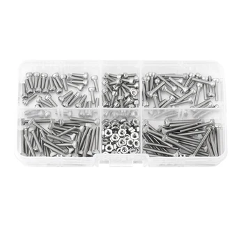 

210pcs M2.5 Stainless Steel SS304 Hex Socket Cap Head Screws And Nuts Assrotment Bicycle Hex Bolts Nut Screw Set Assortment Kit