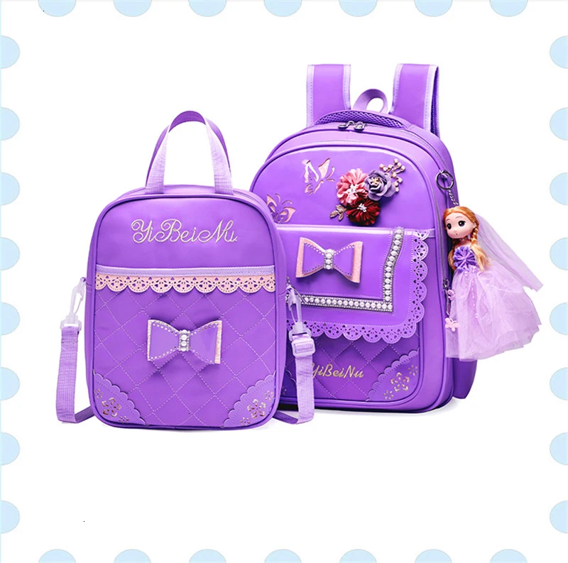 ПУ розовый бант девушка школьная сумка набор красивый нейлон водонепроницаемый рюкзак милые девушки школьные сумки ранец Mochila Escolar