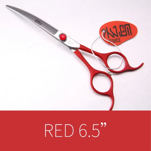 red Fenice профессиональные 6,5 дюймовые изогнутые ножницы для домашних животных, ножницы для стрижки собак, ножницы для стрижки makas tijeras - Цвет: red