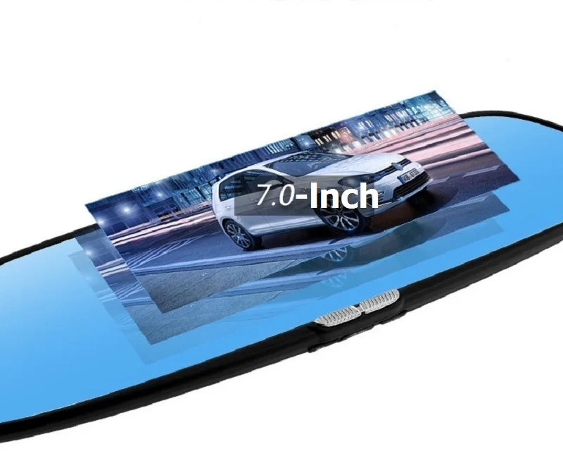 Автомобильный семейный Автомобильный видеорегистратор 7 ''с сенсорным экраном и двумя объективами, видеорегистратор с зеркалом заднего вида, видеорегистратор, автомобильная камера, портативный видеорегистратор ночного видения