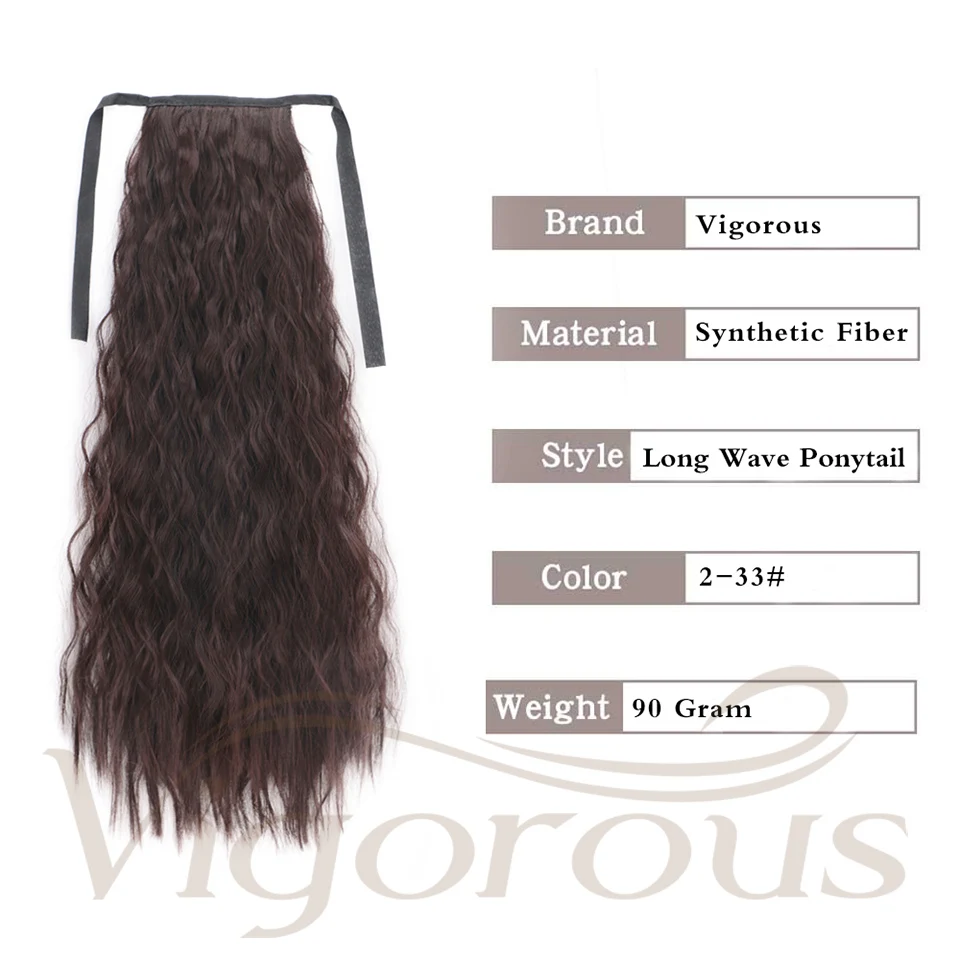 Энергичный черный длинный кудрявый Синтетический зажим на шнурке кукурузный хвост 5 цветов наращивание волос термостойкие для женщин