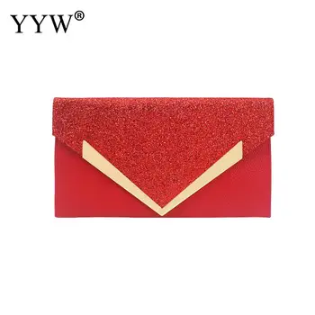 

Femme Envelope Purse Pu Handbag With Chain Lady Evening Clutch Bag Flap Pochette Crossbody Sequin Envelope Bag For Prom Cocktail