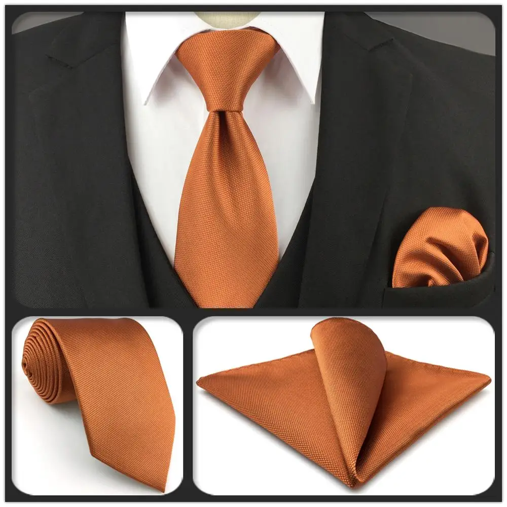 C16 Solid Orange Silk Mens Pocket Square Fashion Wedding Acceossories