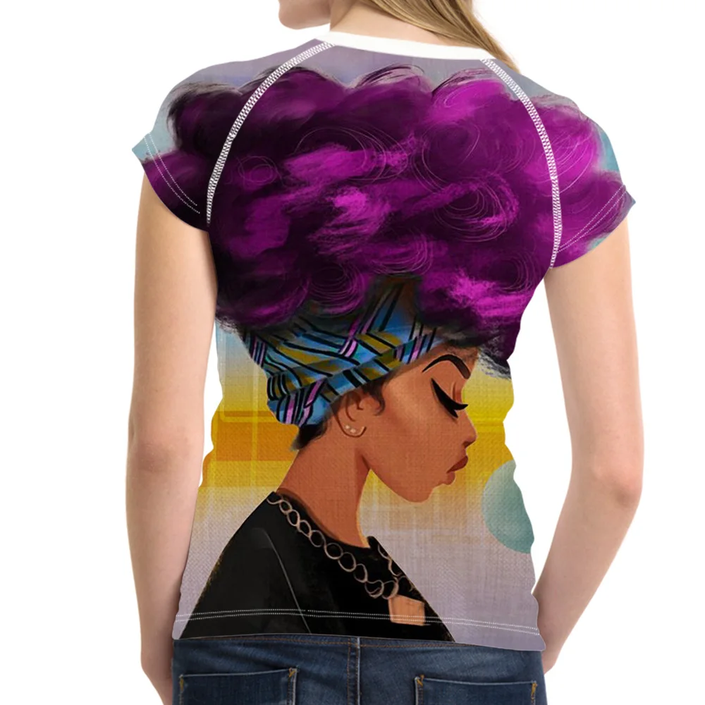 Billig FORUDESIGNS Frauen T shirts für Sommer Kurzarm Shirt Damen Schwarz Kunst Afrikanische Mädchen Druck T Shirt Frauen Tops Tees