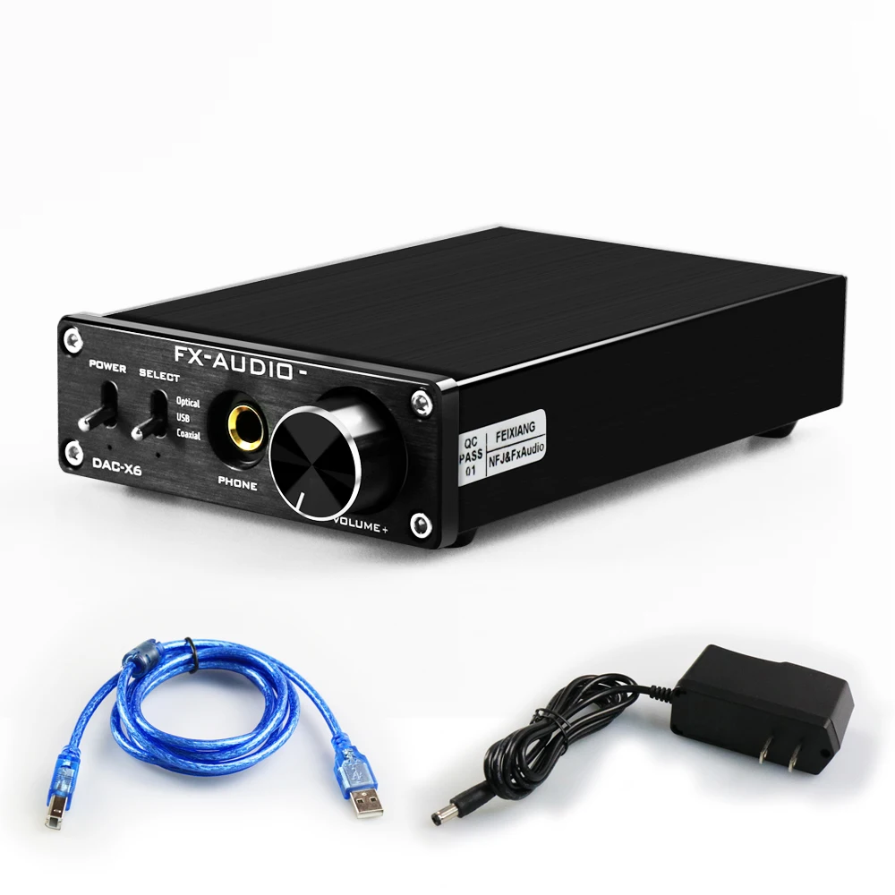 Black FX Audio HiFi Headphone Amplifier Mini Stereo Audio 192kHz Digital to Analog Converter DAC Decoder Headphone Amp with DC12V Power Supply for Home Audio Player 