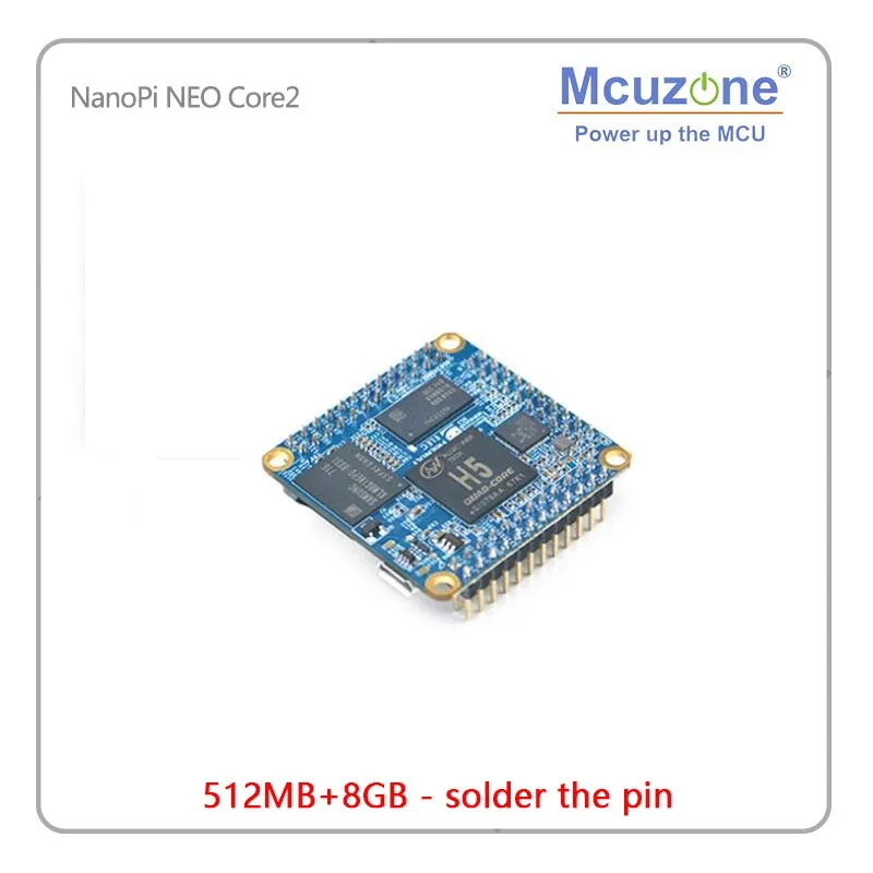 FriendlyELEC NanoPi NEO Core2 512 МБ/1 ГБ DDR3 Оперативная память Allwinner H5, 64-разрядным четырёхъядерным Cortex A53 8 Гб памяти на носителе eMMC u-boot, Ubuntu core - Комплект: 512MB-solder the pin