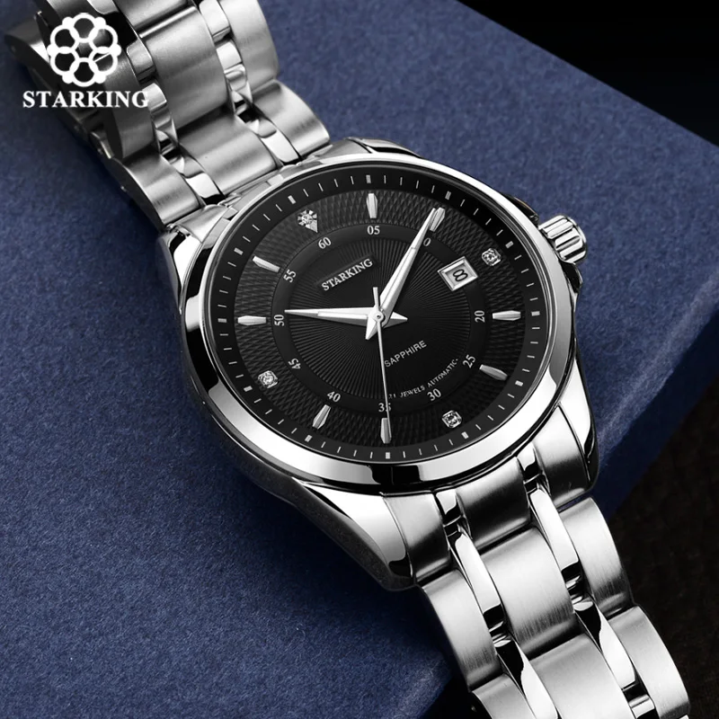 STARKING Top Brand Luxury Men's Watch Rerto Design Automatic Self-wind Stainless Steel WristWatch Waterproof relogio masculino