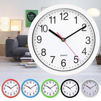 

Simple Round 8 Inch White Background Clock Clock Study Room Kitchen Living Room Silent Scanning Quartz Wall Clock -1