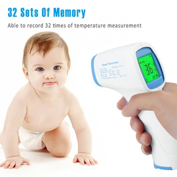 

Digital Infrared Forehead Thermometer LCD IR Thermometer Non-Contact IR Infrared Thermometer Fever Alarm Temperature Meter 2020