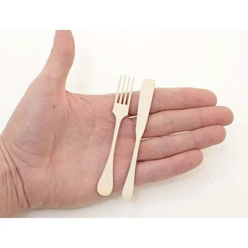 

Wooden Knife and Fork Cutout (10cm) Kitchen tools Wood Blanks Unpainted Art Projects Craft Gift Decoupage Ornament