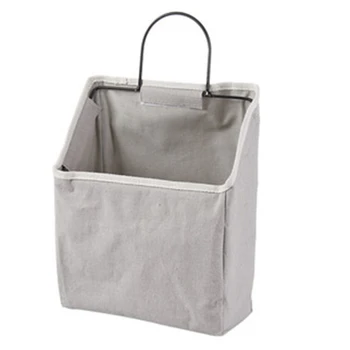 

Botique-Wall Hanging Storage Bag Organizer Portable Books Newspaper Container Decor Pocket Pouch Storage Organizer Iron Rack wit
