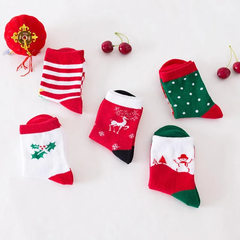 5PCS/SET Baby Kids Socks Cotton Christmas Socks New Year Cheap Stuff Animal Print Boys Girls Children Toddler Winter Socks