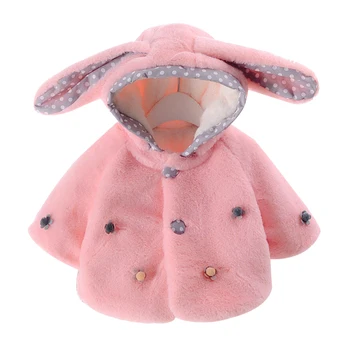 

2019 Winter Newborn Kid Baby Girl Hooded Plush Coat Cotton Fashion Jacket Cute Rabbit Ear Hoodies Clothes Jacket Dropshipping