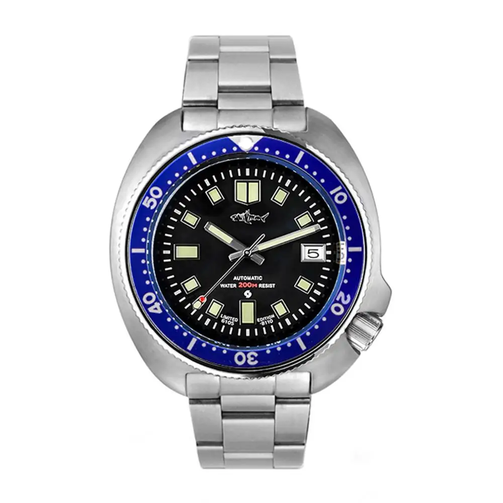 Японские тунец дайвер Автоматические наручные часы MarineMaster мужские черепаха 6105-8110 Sharkey автоматические механические часы - Цвет: Синий