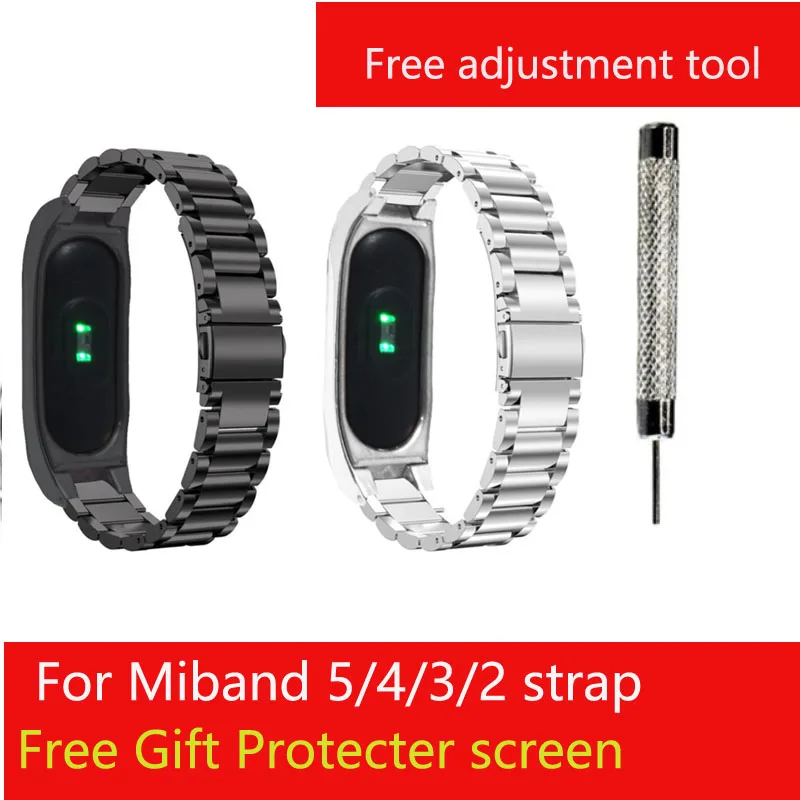Регулируемый металлический ремешок для Xiaomi Mi Band 6 5 4 3 2 Безвинтовой браслет из