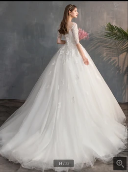 

2020 Robe de mariage white lace appliques ball gown wedding dress half sleeve ball gown princess corset bridal gowns hot sale