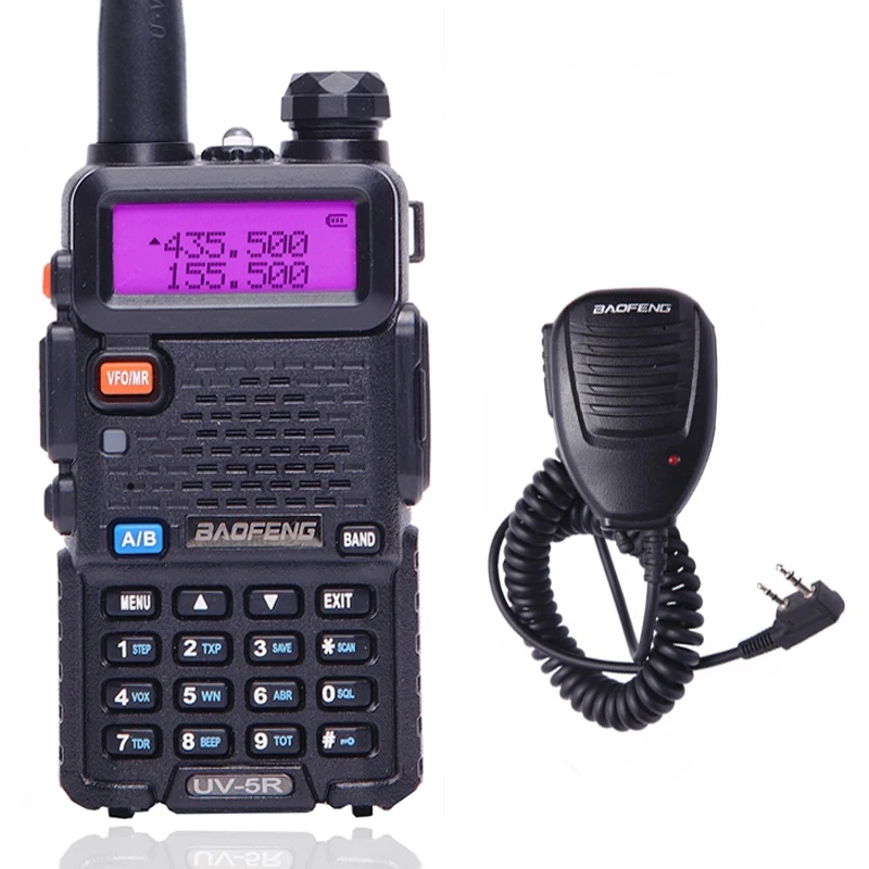 BAOFENG UV-5R 5 Вт 10 км Двухдиапазонная рация 136-174 МГц и 400-520 МГц портативная двухсторонняя CB радио UV5R(черный/Камуфляж - Color: black speaker